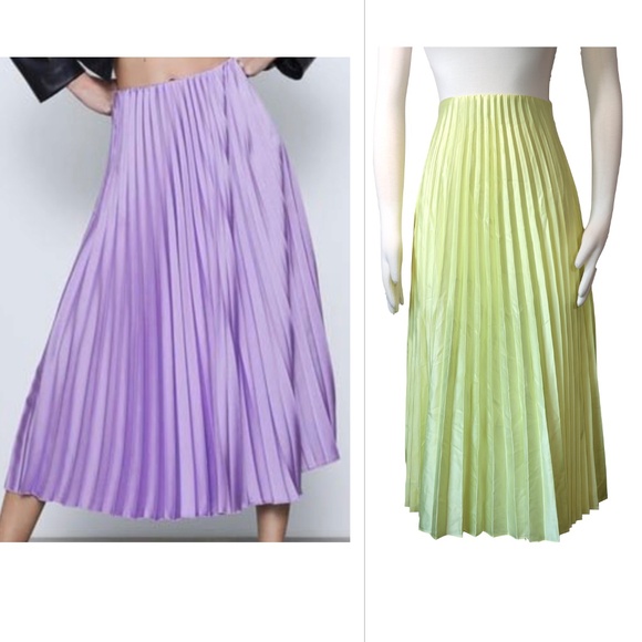NWT Zara long yellow pleated skirt size XS - Picture 1 of 11